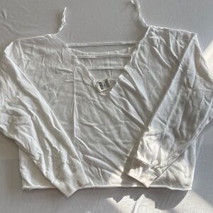 PINK Victoria's Secret White V-Neck Crop Top TAGGED SIZE Medium WMNS